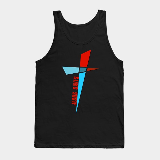 Colorful Cross - Jesus Saves Tank Top by AlondraHanley